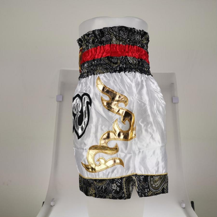 ムエタイ トランクス キックボクシング K-1 パンツ 試合 練習 プロ アマ 男女兼用 タイ製 (レッド＆ホワイト) |  | 02