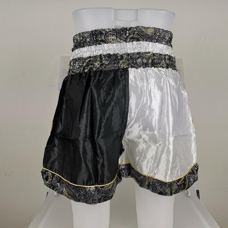 ムエタイ トランクス キックボクシング K-1 パンツ 試合 練習 プロ アマ 男女兼用 タイ製 (ホワイト＆ブラック) |  | 05