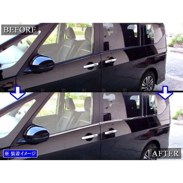 ブライツ BRIGHTZ セレナ C28 超鏡面ステンレスメッキウィンドウモール