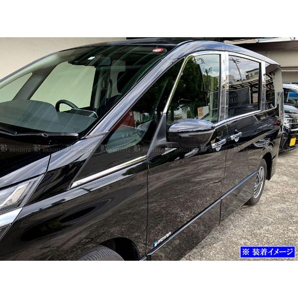 セレナ C27 GFNC27 超鏡面 ステンレス鋼 メッキ ピラー アッパー 車窓 仕掛ける 陣営 ガーニッシュ 取りまかなう WIN−SET−034 ドレスアップ用品-車、バイク、自転車-自動車