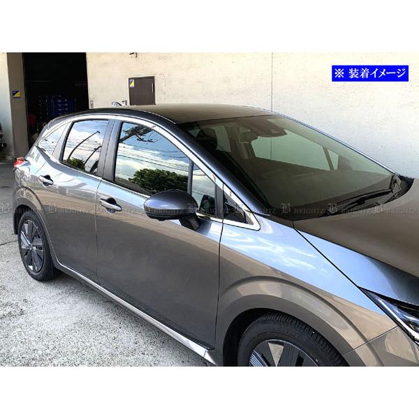 日産　オーラFE13型　日本製最高級超鏡面ステンレスピラーメッキピラー オーラ E13 FE13 FSNE13 超鏡面 ステンレス メッキ ウィンドウ モール