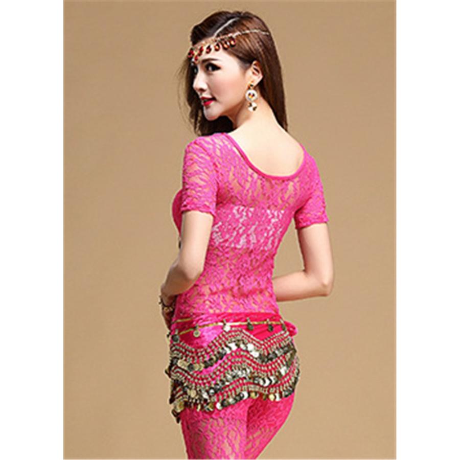 レディース ベリーダンス トップス Tシャツ レース 花柄 半袖 透け