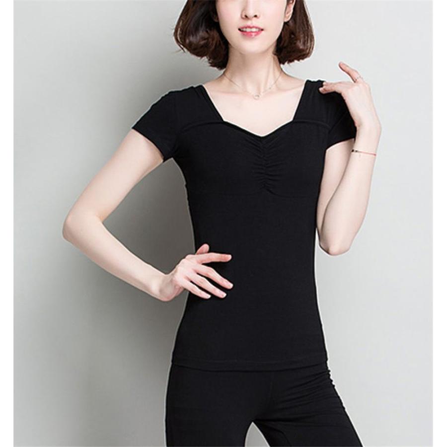ダンス ジャズ バレエ ヨガ シンプルTシャツ トップス