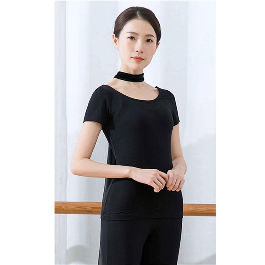 レディース ダンス ジャズ バレエ ヨガ シンプルTシャツ トップス 着