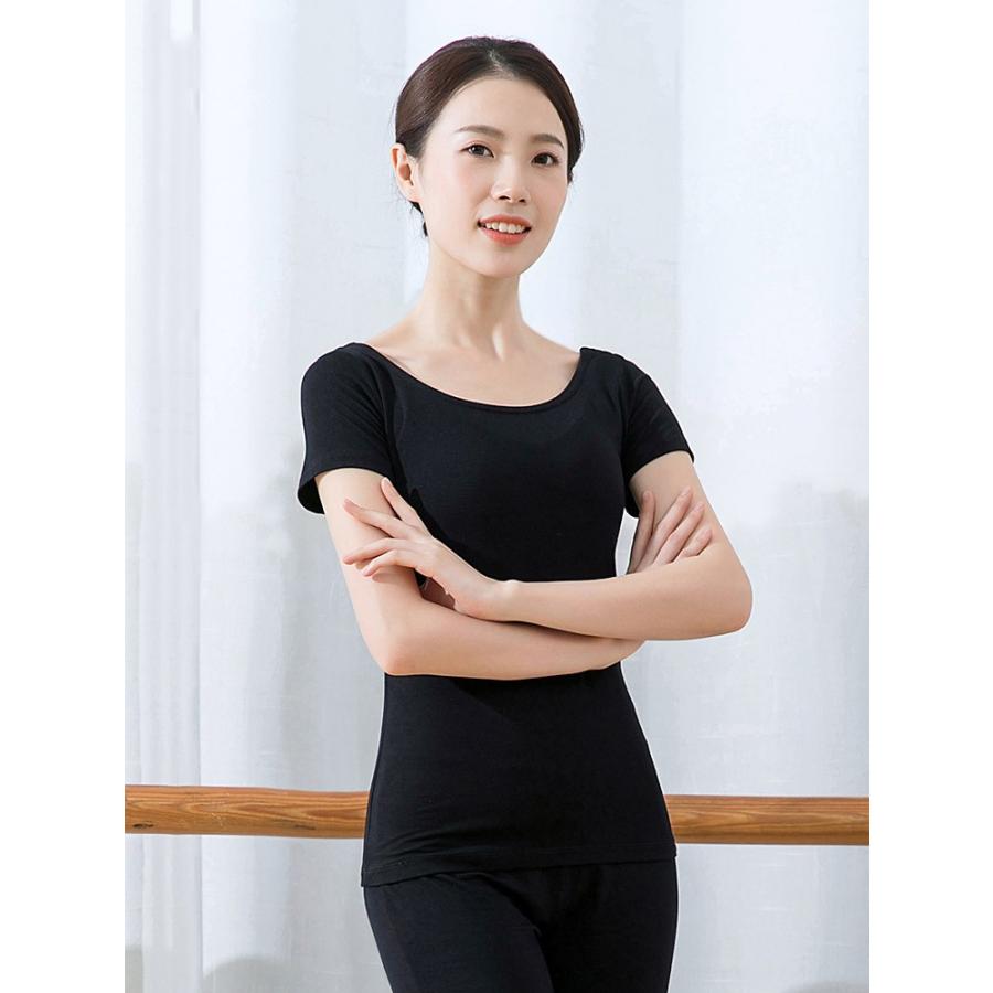 レディース ダンス ジャズ バレエ ヨガ シンプルTシャツ トップス 着