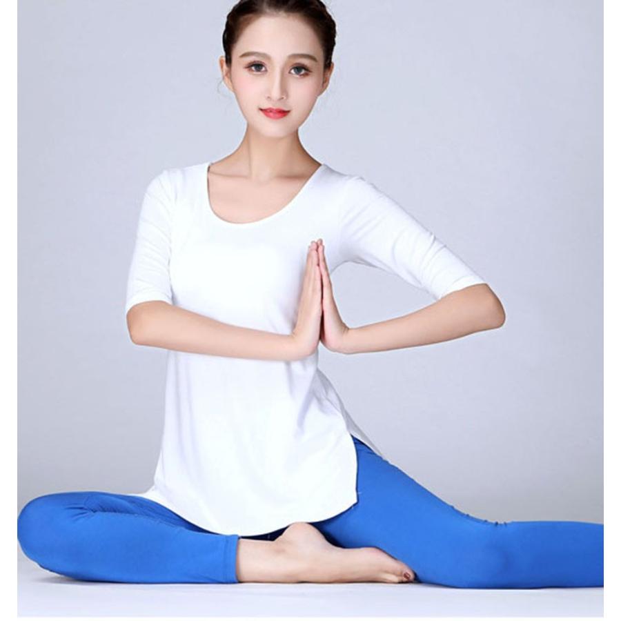 ダンス ジャズ バレエ Tシャツ トップス レディース 五分袖 スリット