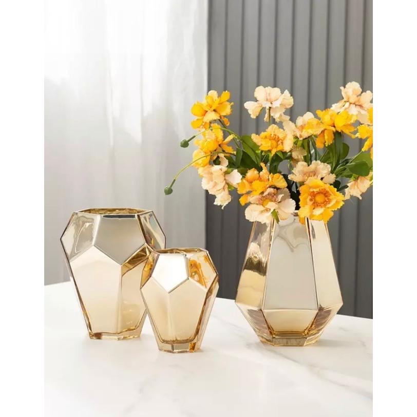 人気商品 テーブルコーディネートお一人様 インテリア雑貨 ゴールドダイヤモンドカットベース Lサイズ 引越し祝い 装飾品 就職祝い 結婚祝い 誕生日プレゼント 花瓶 フラワースタンド Smssvg Org