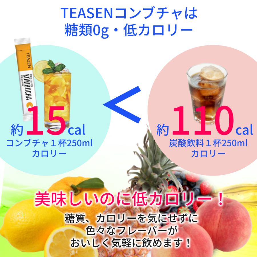 TEAZEN コンブチャ 酵素 粉末 韓国 ティーゼン 箱売り 12箱 120包 コンブ茶 お茶 レモン ゆず ピーチ パイナップル マスカット ジンジャー｜brilliant-world｜05