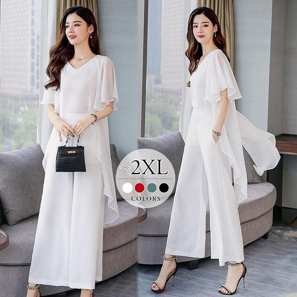 工場直送 パンツドレス スーツセット ロングドレス ロングワンピース リゾート レディース 大きいサイズ 結婚式 パーティー 母親 夏 きれいめ グリーン 激安単価で Clinilab Net