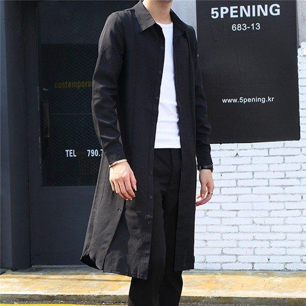 シャツ メンズ 長袖 春物 春服 トレンチコート サマーコート ロング丈 トップス アウター コットン カジュアル スリム 細身 かっこいい メンズファッション Kjn ムゲンカレイ 通販 Yahoo ショッピング