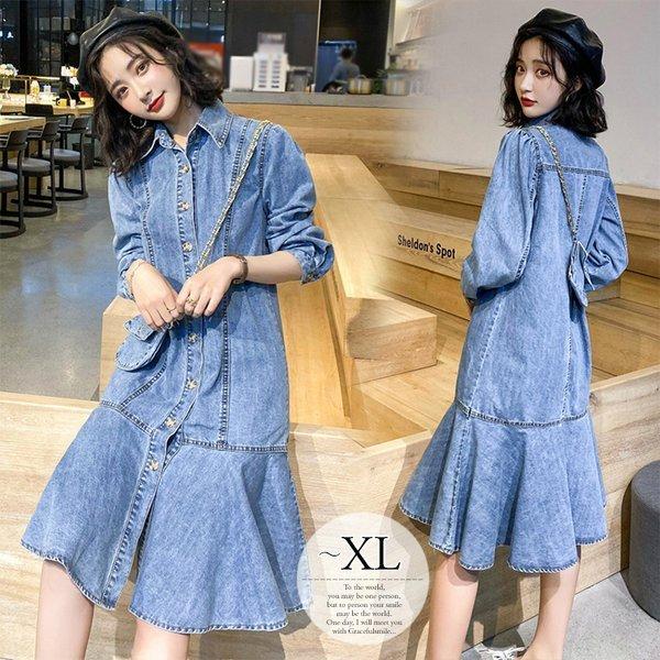 最終値下 ワンピース デニム調ワンピ シャツワンピ ケミカルウォッシュ 膝丈 長袖 カジュアル デイリー ブルーミセス リモート 女子会 デート エレガント Cgh07 Lyq ムゲンカレイ 通販 Yahoo ショッピング リアルサープラス Www