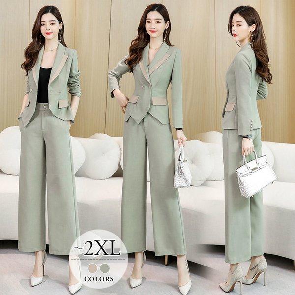 メーカー希望小売価格から30 Off パンツスーツ セットアップ ワイドパンツ ダブルボタン オフィスカジュアル 差し色 きちんと感 クール ベージュ グリーンイベント 女子旅 結婚式 Cgh22 Lyq ムゲンカレイ 通販 Yahoo ショッピング 安いそれに目立つ