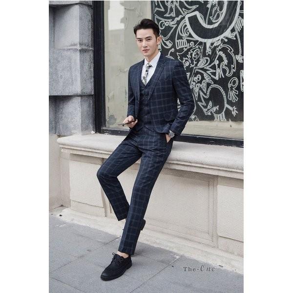 大人の上質 スリーピーススーツ スリムスーツ スーツセット メンズスーツ チェック柄 結婚式 就活 紳士服 2つボタン 卒業式 スリム 3ピーススーツ カラー 画像通り Umd Cssa Org