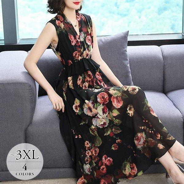 人気ブランド ワンピース ワンピ 大人ワンピ ノースリーブ Vネック 総柄 花柄 ミモレ丈 シアー素材 フリル フレア ふんわり ラフ 上品 珍しい かぶらないブラック T51 Yue ムゲンカレイ 通販 Yahoo ショッピング 国内最安値 Www Foroactua Com