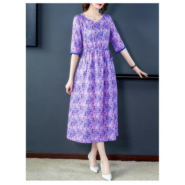 お気にいる ワンピース ワンピ 大人ワンピ 五分袖 半袖 総柄 花柄 リボン ドロスト ポケット ゆったり ラフ 楽ちん 体型カバー 上品 きれいめ 珍しい O79 ワンピース カラー 1 Color Auto Didact Nl