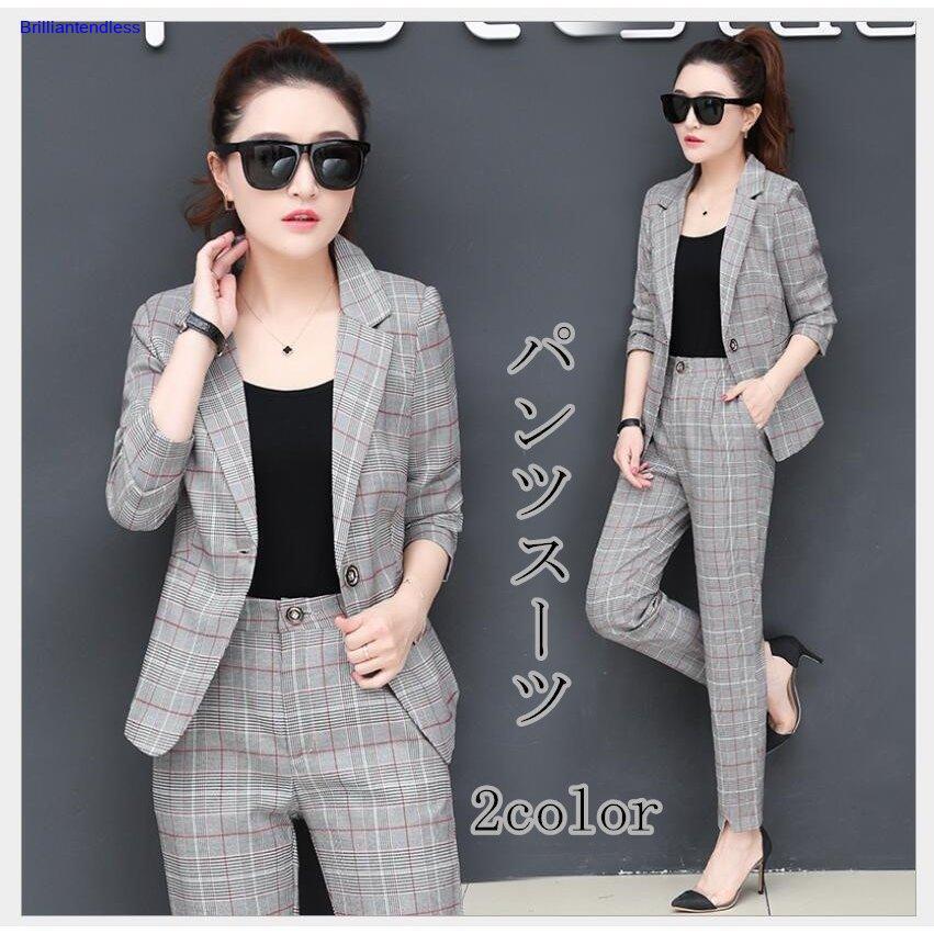 新作入荷 パンツスーツ レディース セットアップ セレモニースーツ スーツジャケット チェック柄 入学式 卒業式 通勤 Ol 細身 大きいサイズ 代30代 40代 おしゃれ 上品 Columbiatools Com