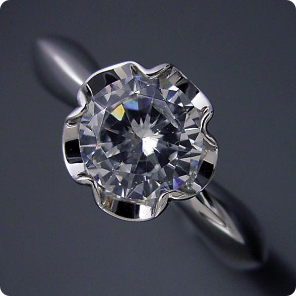 婚約指輪１カラット１ｃｔダイヤモンドエンゲージリングプラチナブライダルジュエリー結婚指輪マリッジリング受注生産品１カラット版：リーフデザイン伏せこ｜brilliantjewelry
