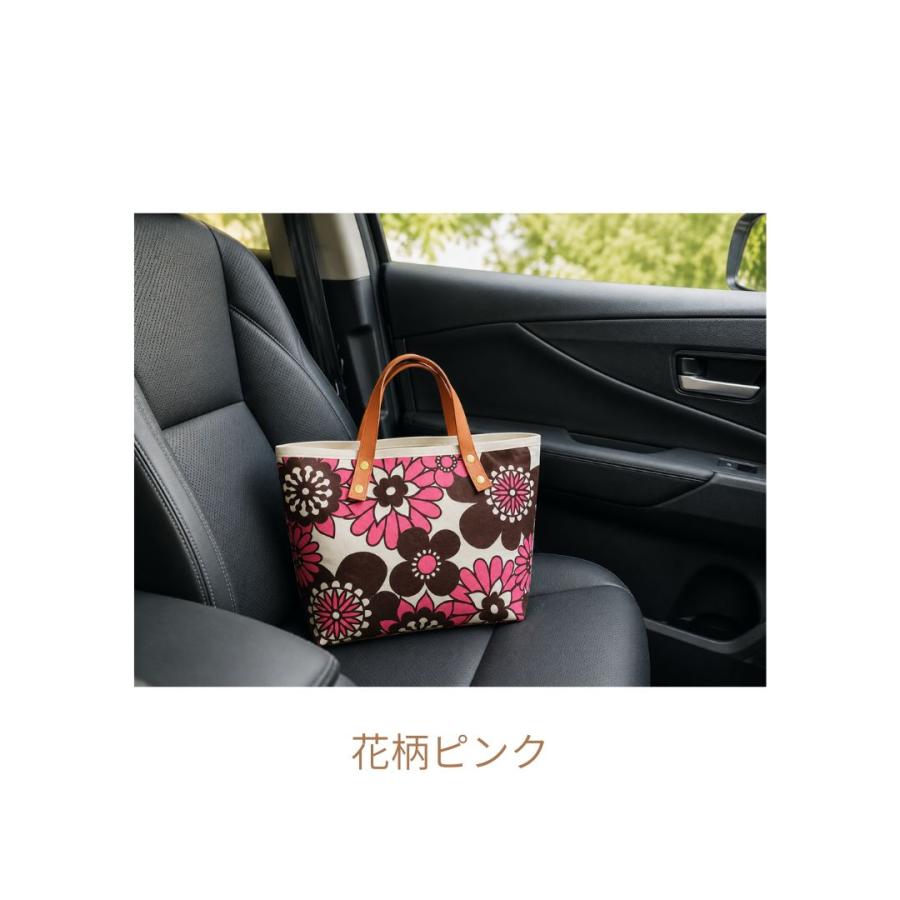 トートバッグ レディース 小さめ 日本製 倉敷製帆布 総裏地付き 自立 ヌメ革ハンドル 京都手捺染 花柄 MOOD 手提げバッグ おしゃれ 軽量 | 倉敷帆布 | 03