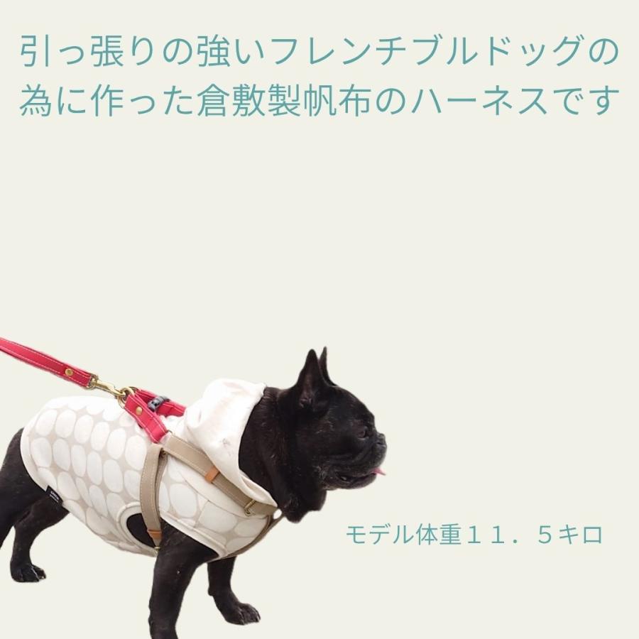 ハーネス フレブル専用 倉敷製帆布 胴輪 マスタード×ベージュ レッド
