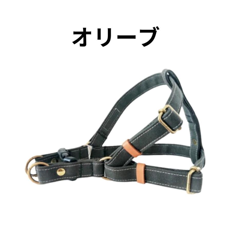 ハーネス 犬 胴輪 中型犬 フレンチブルドッグ 幅広タイプ 丈夫 首に優しい ベージュ オリーブ ボルドー おしゃれ 倉敷帆布 日本製 |  | 02