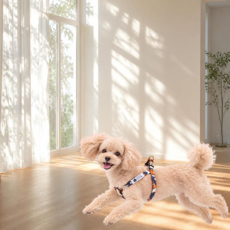 犬用ハーネス MUUMUU 花柄 京都手捺染 小型犬 M 倉敷製帆布 コットン