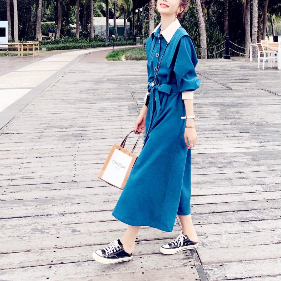 柔らかな質感の ワンピース レディース ロング 長袖 英国風 クラシカル ウエストマーク きれいめ 上品 襟付き セーラー風 ワンピース カラー キャメル Tckaccountants Com Au