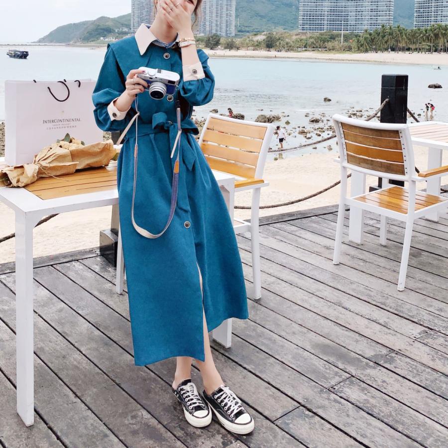 柔らかな質感の ワンピース レディース ロング 長袖 英国風 クラシカル ウエストマーク きれいめ 上品 襟付き セーラー風 ワンピース カラー キャメル Tckaccountants Com Au