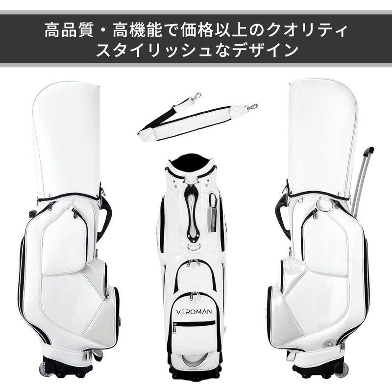 VeroMan ゴルフ キャディバッグ キャスター付き セルフスタンド クラブケース PU レザー フードカバー付き 13クラブ 防水 大容 VeroMan ゴルフ キャディバッグ キャスター付き セルフスタンド クラブケース PU レザー フードカバー付き 13クラブ 防水 サイズ