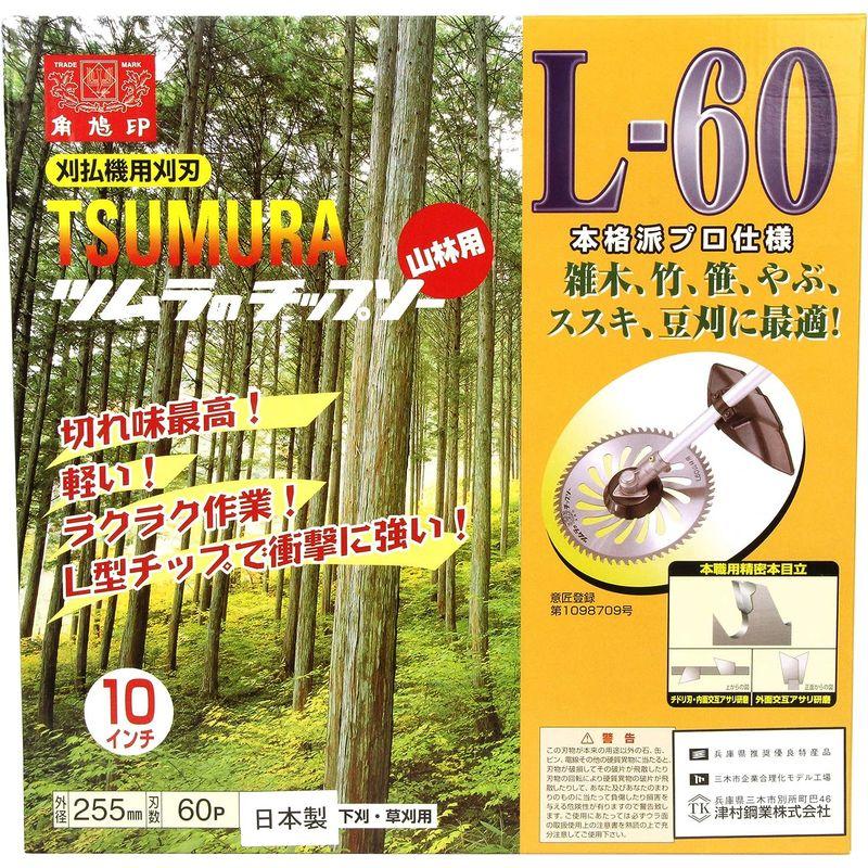 草刈機・刈払機用　チップソー　L-60　60枚刃　ツムラ　255mm　2枚入　山林用