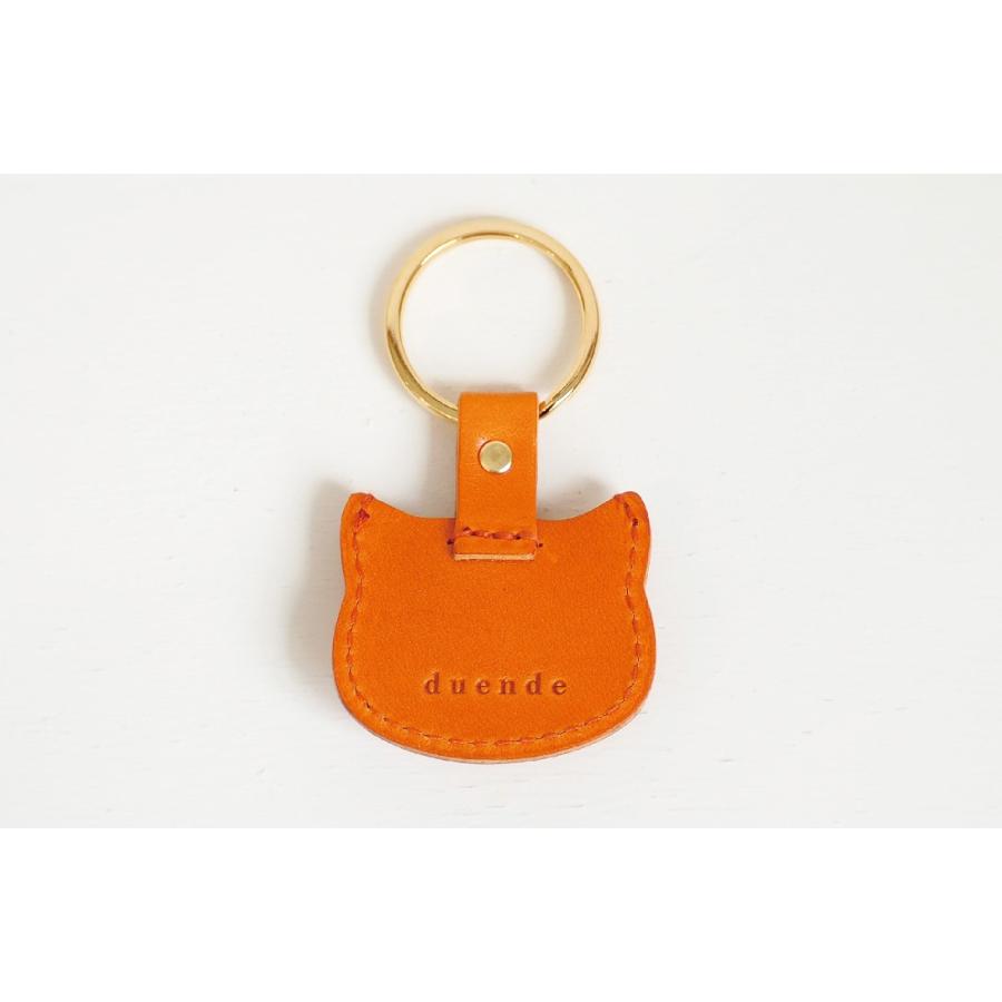 栃木レザー 500円玉が入るキーホルダー ねこ型 日本製 duende : 革雑貨