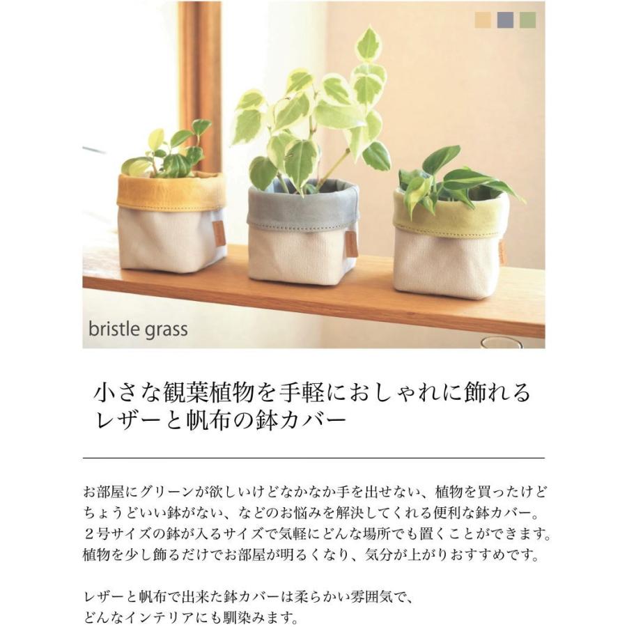 レザーと帆布の 鉢カバー 2号サイズ 小物入れガーデニング 観葉植物