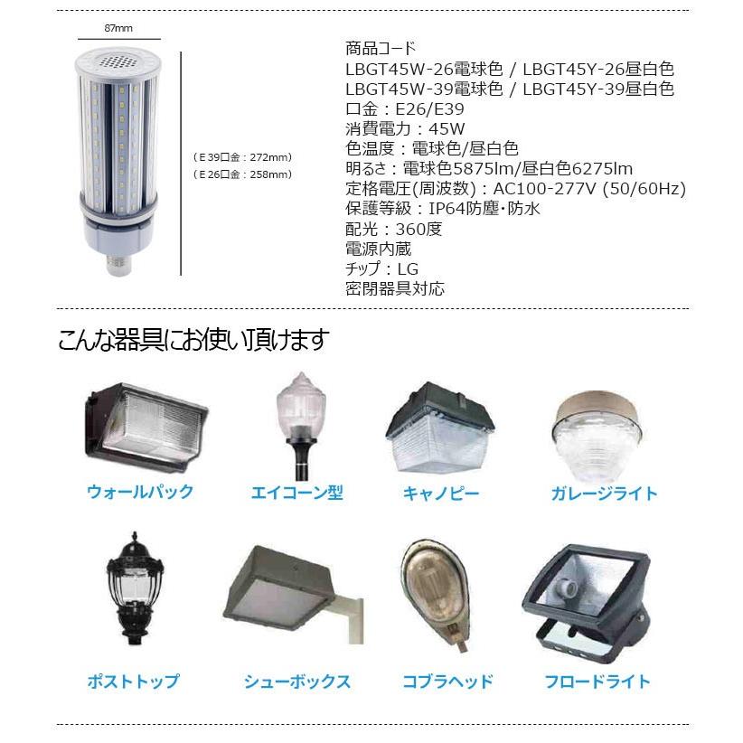 LED 水銀ランプ 175W 相当 E26 E39 防水 密閉型器具対応 LED コーンライト 照射角360度 LEDライト 街路灯 防犯灯 水銀灯 コーン型 水銀灯交換用 | Beamtec | 12