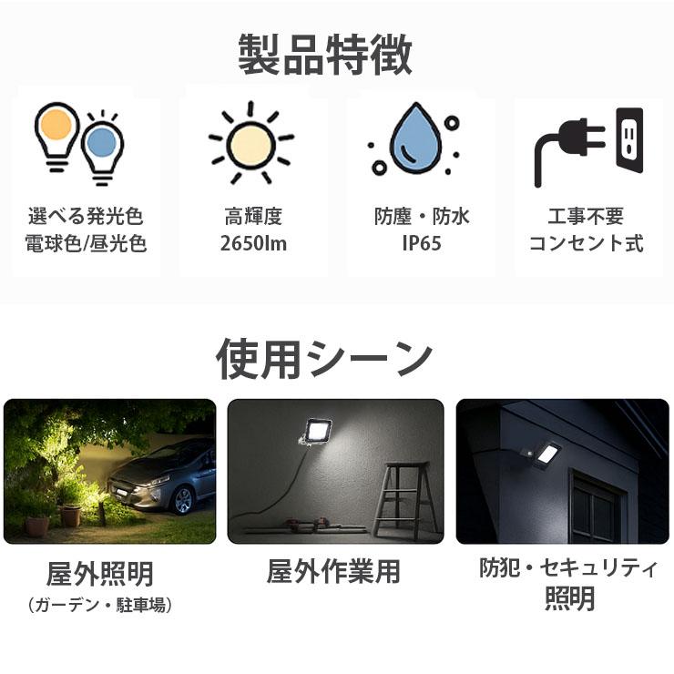 LED投光器 電球色 昼光色 黒 白 30W IP65 屋内 屋外 防塵 耐塵 防水 | Beamtec | 11