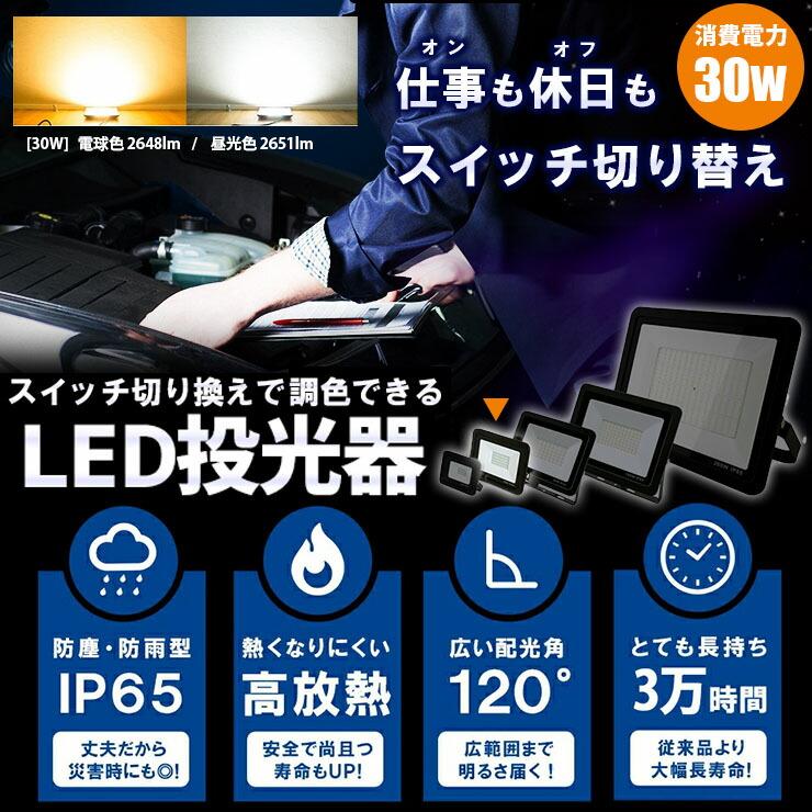 LED投光器 電球色 昼光色 黒 白 30W IP65 屋内 屋外 防塵 耐塵 防水 LEW030DOUK LEW030DOUKW ビームテック | Beamtec | 02