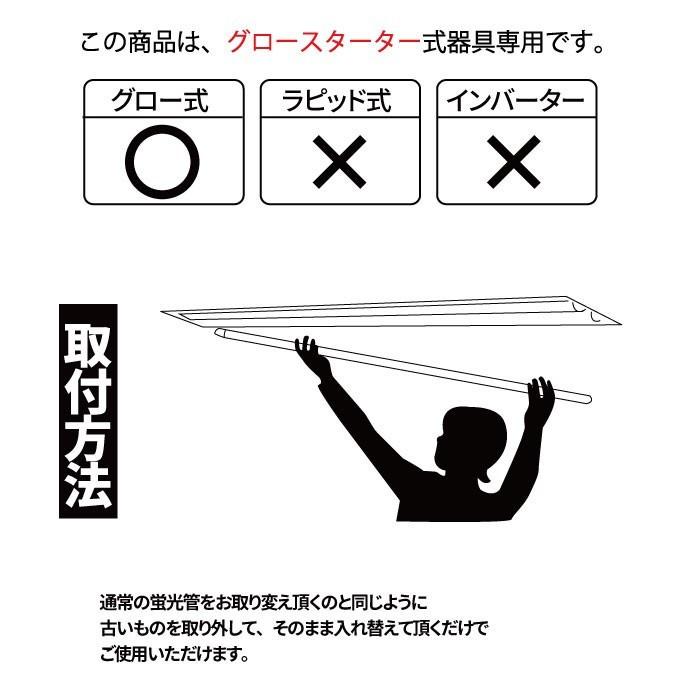 LED蛍光灯 40w形  10本セット ベースライト 広角 グロー式 工事不要 蛍光灯型 昼白色 蛍光灯 LED 40W 昼白色 LTG40YT--10 ガラス管使用 3年保証｜brite｜05