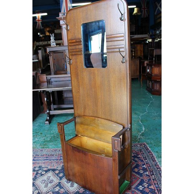 イギリス製アンティーク ミラー付き木製ハンガーラック 【公式通販】