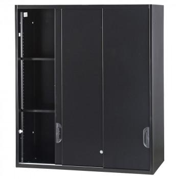 豊國工業 壁面収納庫深型3枚引違い(上置) ブラック HOS-HKS3UX-B CN-10色(ブラック)の画像
