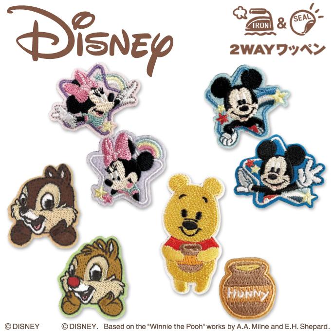 Disney ミッキー&ミニー チップとデール プーさん ワッペン 小 Disney ミッキー&ミニー チップとデール プーさん ワッペン 小