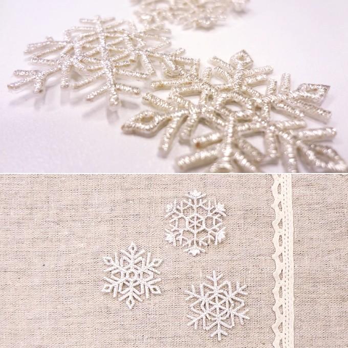 ワッペン 雪 結晶 中 シルバー 銀 アイロン 刺繍 マーク シンプル プレゼント 服 ワンポイント かわいい｜broderie01｜03