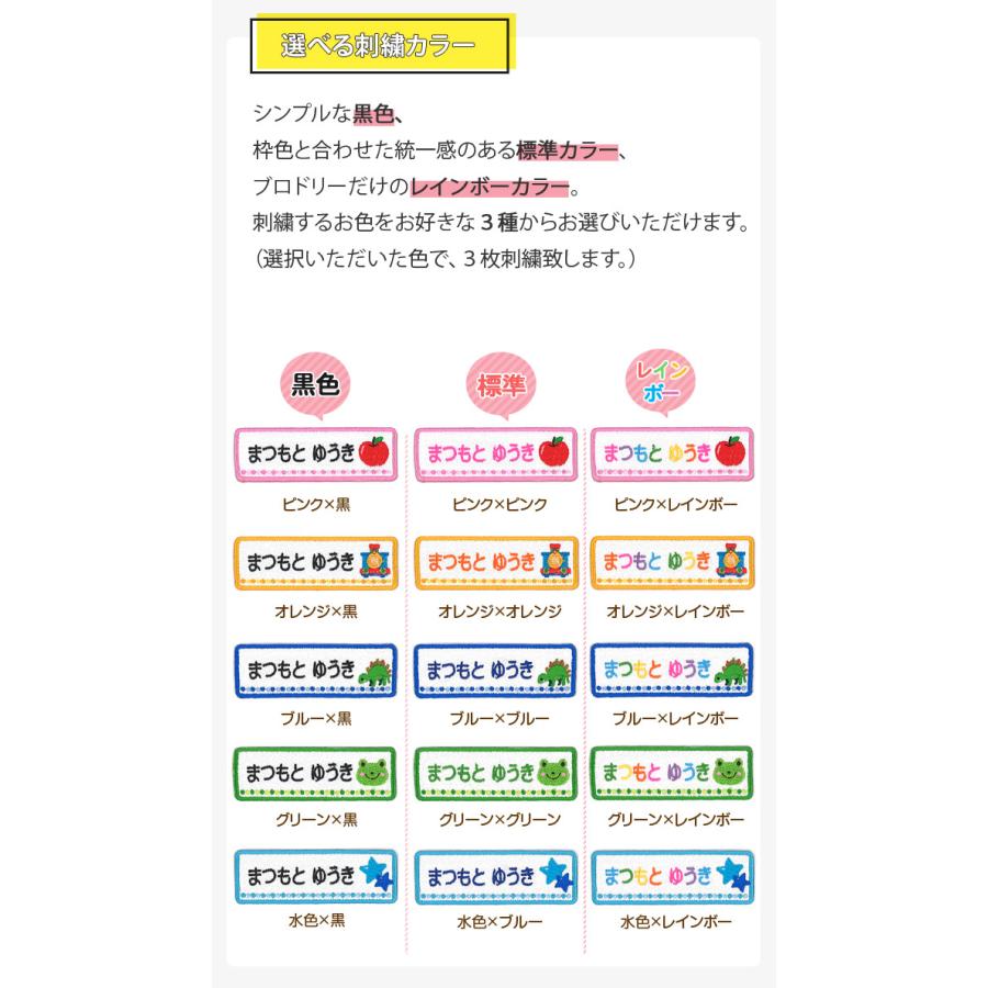 ブロドリー お名前ワッペン 長方形 ブルー系 同柄3枚 ネームワッペン