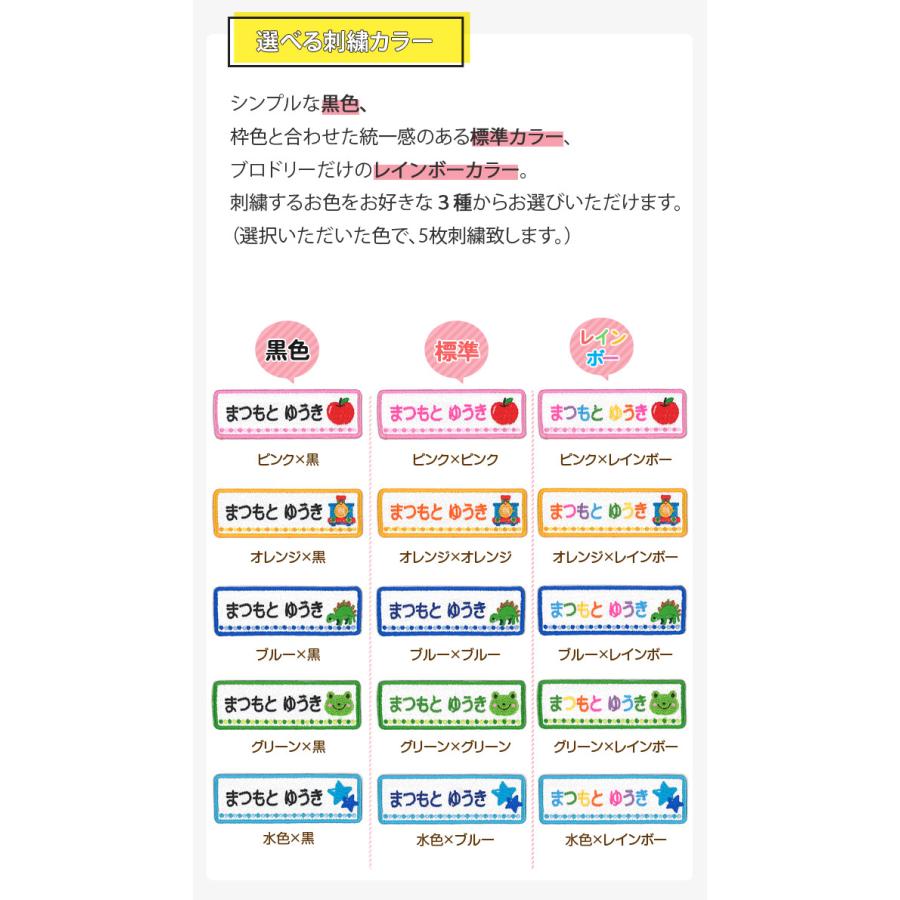 ブロドリー お名前ワッペン 長方形 ブルー系 同柄5枚 ネームワッペン