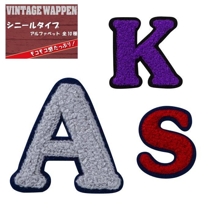 ブロドリー 文字ワッペン アルファベット シニール 1枚 名前 アイロン