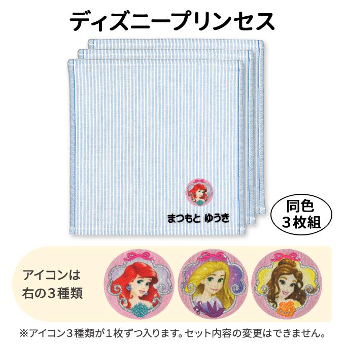 Disney 名入れ 刺繍 ハンカチタオル ディズニー 3枚 名前 子供 男の子
