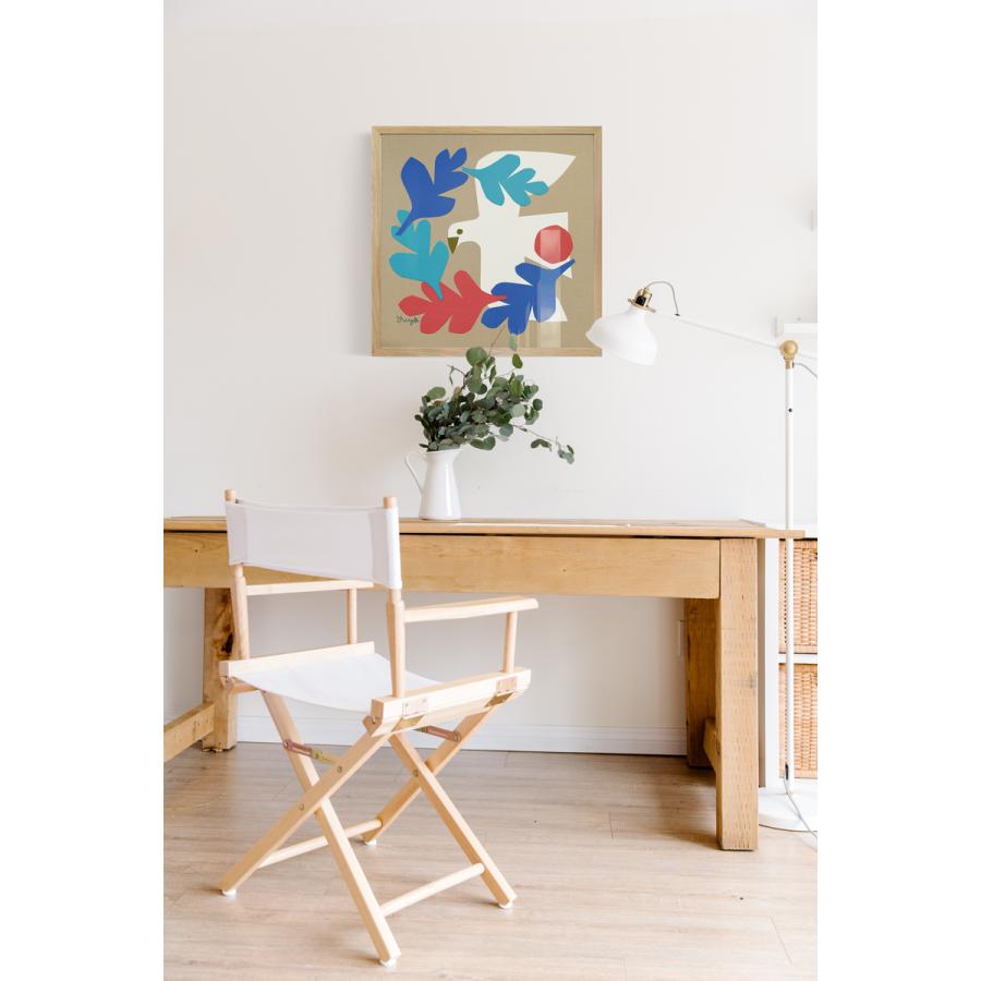 額縁付き YUYA「白い鳥が飛ぶ」切り絵作家 アートポスター 天然木