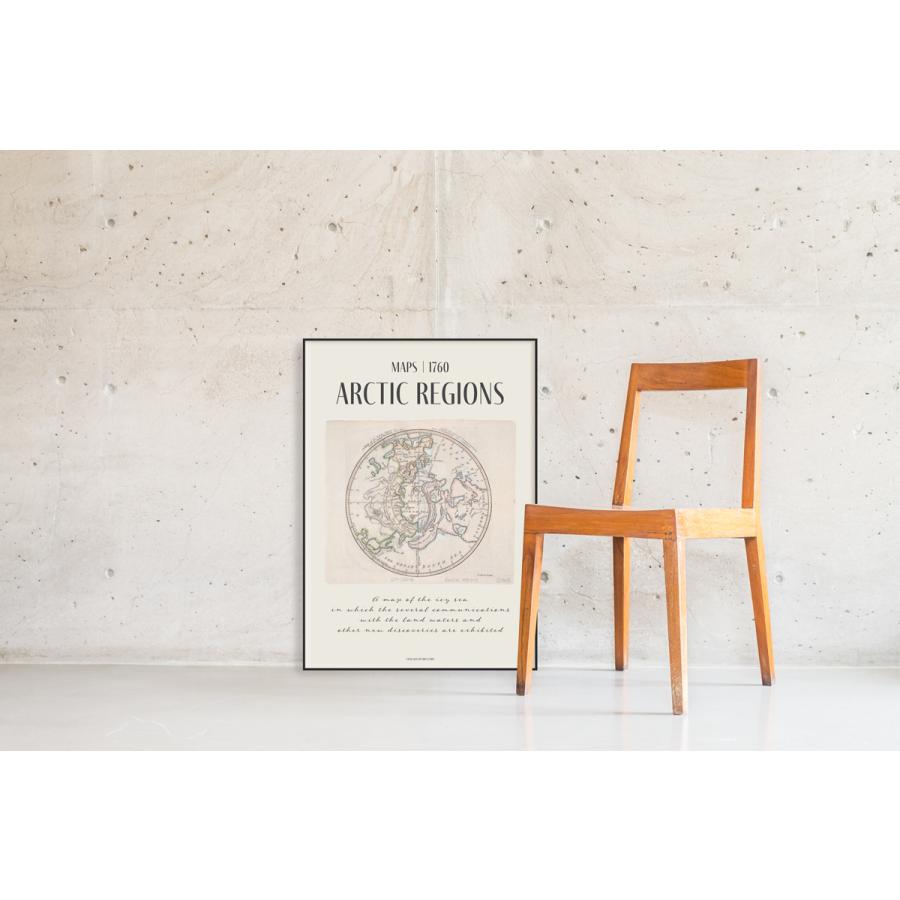 ポスター サイズ豊富 おしゃれ デザイン 北欧 ナチュラル 韓国インテリア ヴィンテージアート デポー お洒落 地図 Ap004 北極地図 インダストリアル マップ レトロ