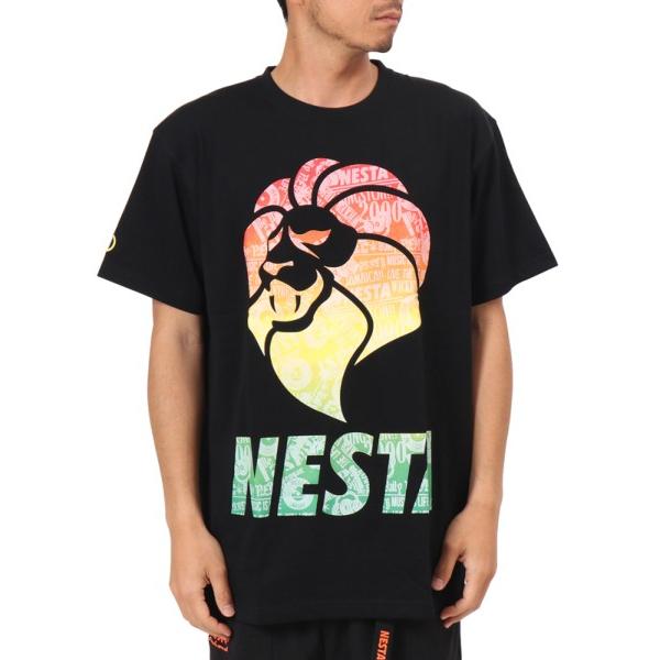 ネスタブランド NESTA BRAND 半袖Ｔシャツ 182NB1020 吸水速乾 フライヤー 総柄 グラデーション Ｔシャツ ブラック｜bros-clothing