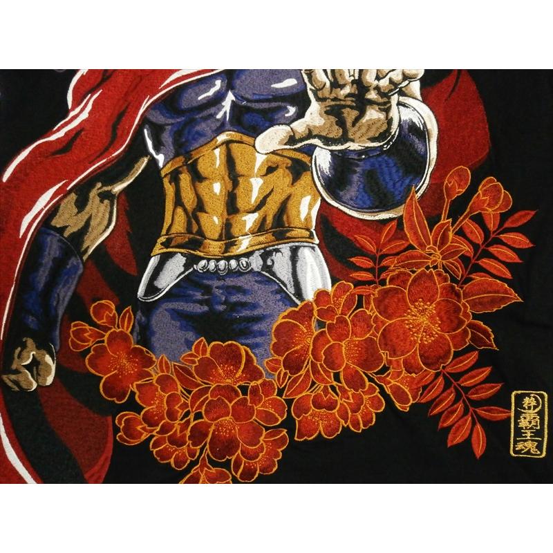 絡繰魂×北斗の拳 コラボ半袖Tシャツ 202013 刺繍＆プリント 覇者ラオウ