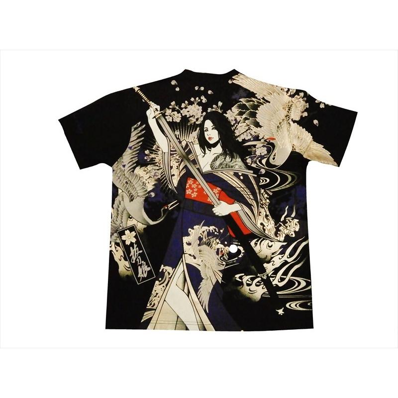 抜刀娘 バットウムスメ 絡繰魂 半袖tシャツ 和柄 刺繍 抜染プリント 結愛 鶴の舞 天竺生地 半袖tシャツ ブラック b ブロスクロージング 通販 Yahoo ショッピング
