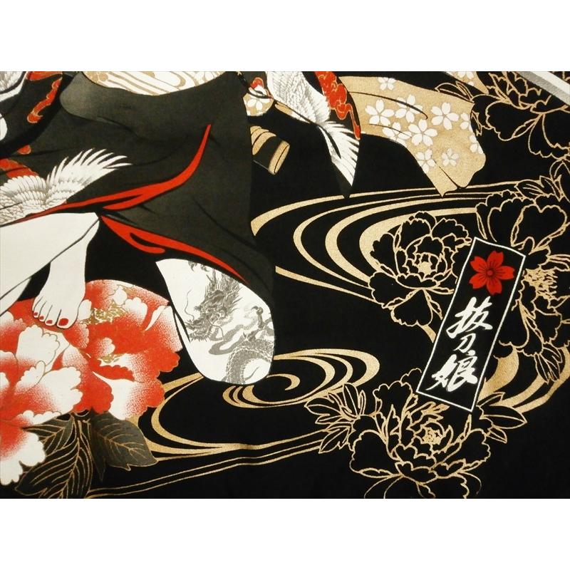 最新 抜刀娘 バットウムスメ ブラック トレーナー 裏毛スウェット 抜刀 結愛 牡丹 刺繍 プリント トレーナー サイズ L Www Meyer Be