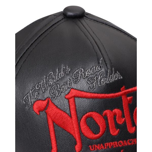 Norton ノートン 帽子 231N8701 PU ツバ エンボス キャップ/アメカジ・バイカー ブラック｜bros-clothing｜03